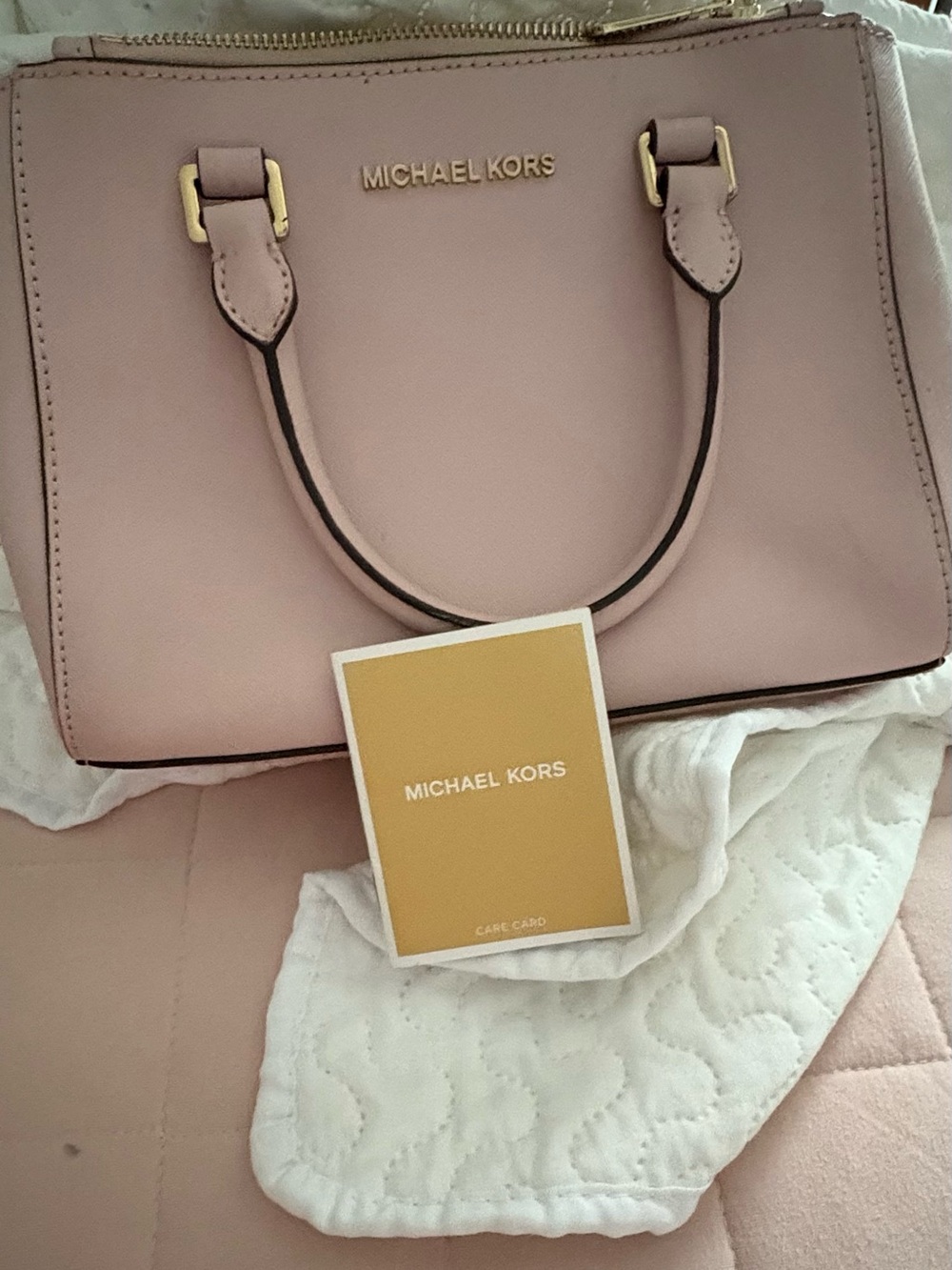 Michael Kors Blush Pink Leather Satchel with Gold Hardware